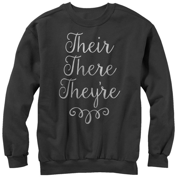 Women's Lost Gods Their There They're Grammar Sweatshirt Black 2X Large