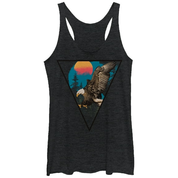 Women's Lost Gods Triangle Bald Eagle Racerback Tank Top Black Heather Medium