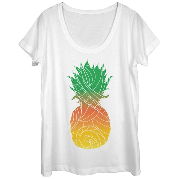 Women's Lost Gods Tribal Pineapple  Scoop Neck White 2X Large