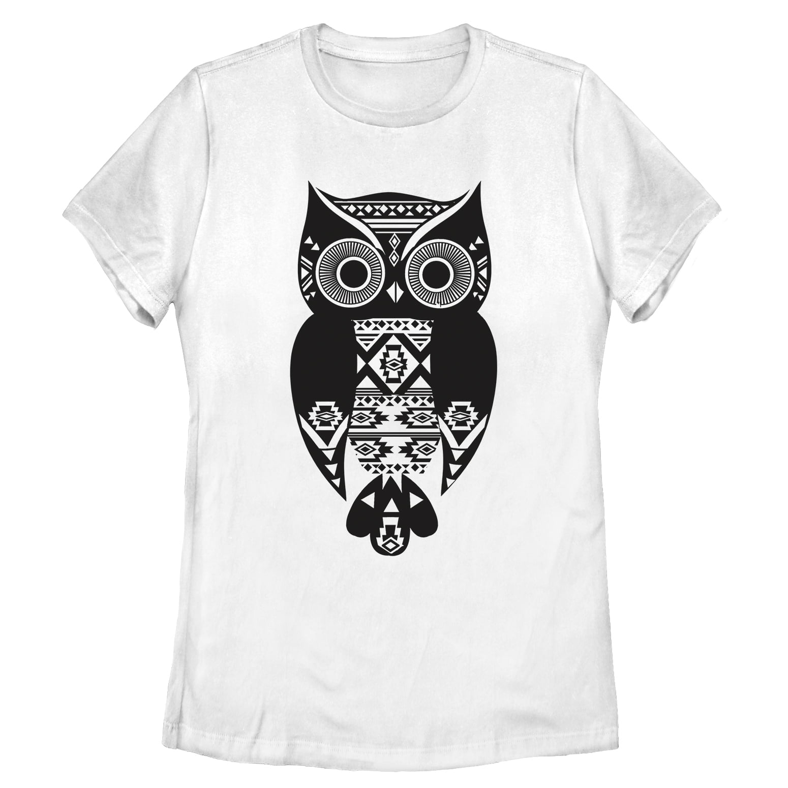Women's Lost Gods Tribal Print Owl Graphic Tee White Large