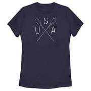 Womens Lost Gods USA Rowing Paddle Cross Graphic T-Shirt