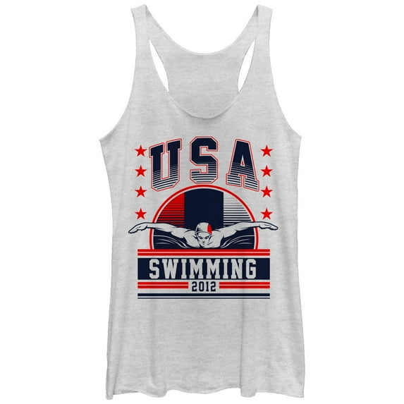 Women's Lost Gods USA Swimming 2012 Racerback Tank Top White Heather Medium