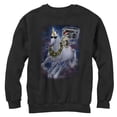 thumbnail image 1 of Men's Lost Gods Ugly Christmas Cat Unicorn Space Song  Sweatshirt Black 2X Large, 1 of 3