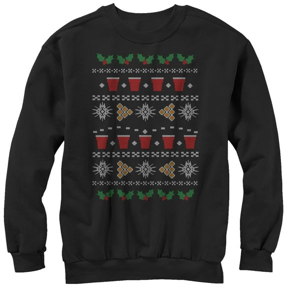 Women's Lost Gods Ugly Christmas Pong Sweatshirt Black X Large