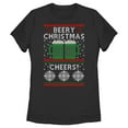 thumbnail image 1 of Women's Lost Gods Ugly Sweater Christmas Cheers  Graphic Tee Black Medium, 1 of 4