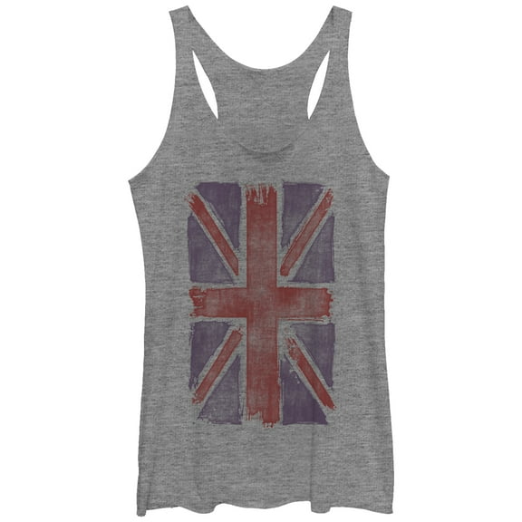 Women's Lost Gods Union Jack Art  Racerback Tank Top Gray Heather Small