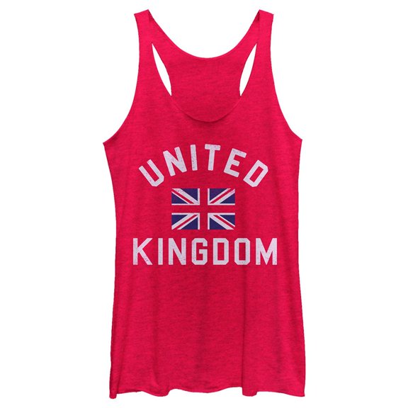 Women's Lost Gods United Kingdom Union Jack Racerback Tank Top Red Heather Medium