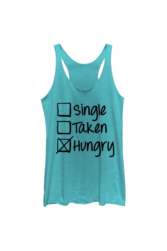 Women's Lost Gods Valentine's Day Hungry Status  Racerback Tank Top Tahiti Blue Medium