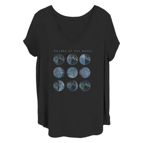 Women's Lost Gods Watercolor Phases Of The Moon  Graphic T-Shirt