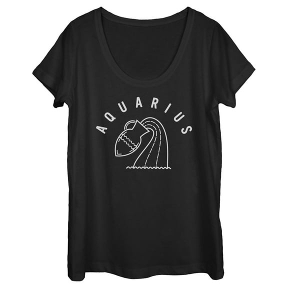 Women's Lost Gods Zodiac Aquarius Symbol Graphic Tee Black Medium