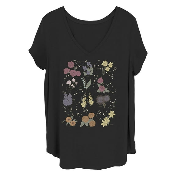 Women's Lost Gods Zodiac Birth Flower Graphic T-Shirt