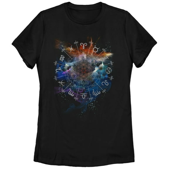 Women's Lost Gods Zodiac Calendar  Graphic Tee Black Large