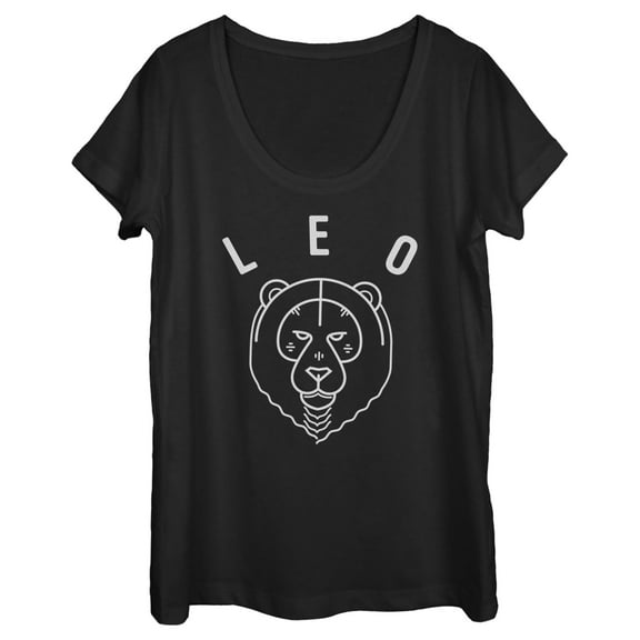 Women's Lost Gods Zodiac Leo Line Symbol  Graphic Tee Black Large