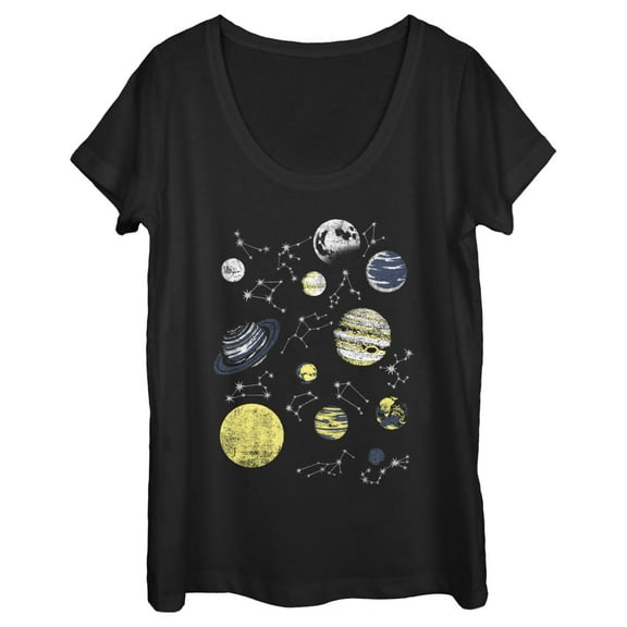 Women's Lost Gods Zodiac Planet Guide Graphic Tee Black Medium