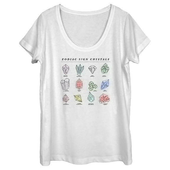 Women's Lost Gods Zodiac Sign Birthstones  Graphic Tee White Medium