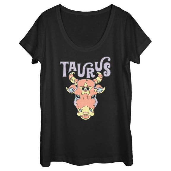 Women's Lost Gods Zodiac Taurus Art Symbol  Graphic Tee Black Medium