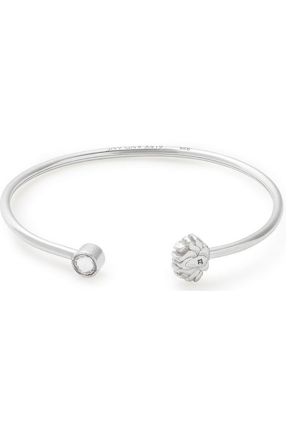 Women's Lotus Peace Petal Cuff Bracelet Sterling Silver Bracelet