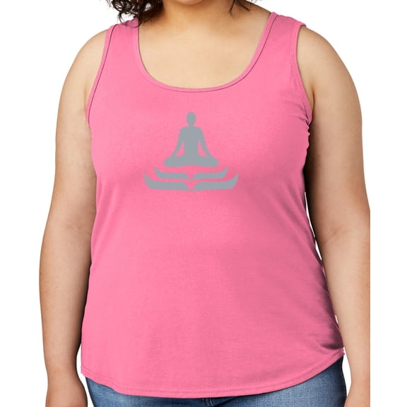 Women's Lotus Pose Yoga Mid-weight Tanktop, Small Neon Pink