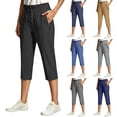 thumbnail image 1 of Women's Lounge Joggers Sweatpants Summer Running Athletic Camping Travel Golf Capri Pants with Pockets by Yigetop Black L, 1 of 7