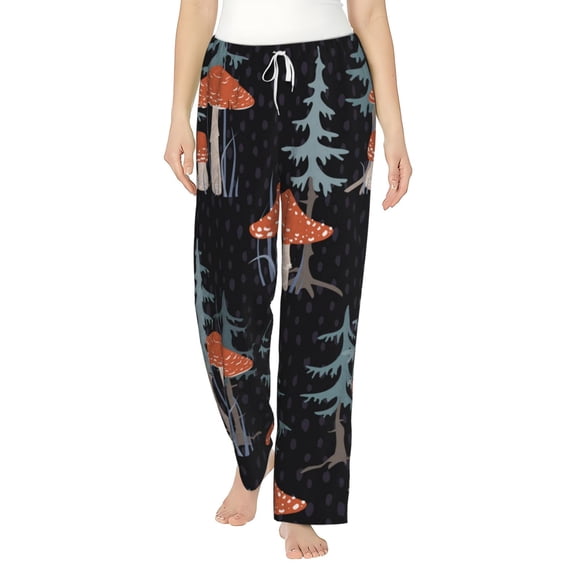 Women's Lounge Pajama Pants Bottoms Casual Flannel Loungewear, Tree Mushroom Magic