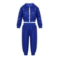 thumbnail image 1 of Women's Lounge Pants Shiny Sequins Street Dance Outfits Hop Jazz Dance Performance Full Zipper Tops with Harem Pants Set Cargo Pants Women Blue M, 1 of 6