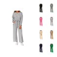 thumbnail image 1 of Women's Lounge Set V Neck Lapel Collared Sweatshirt and Sweatpants 2 Piece Matching Sweatsuit Track Suits, 1 of 1