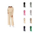 thumbnail image 1 of Women's Lounge Set V Neck Lapel Collared Sweatshirt and Sweatpants 2 Piece Matching Sweatsuit Track Suits, 1 of 1