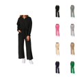 thumbnail image 1 of Women's Lounge Set V Neck Lapel Collared Sweatshirt and Sweatpants 2 Piece Matching Sweatsuit Track Suits, 1 of 1