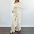 thumbnail image 1 of Women’s Lounge Sets Asymmetrical One Shoulder Long Sleeve Top Wide Leg Pants Set Fall Sets Casual 2 Piece Outfits Tracksuit, 1 of 5