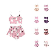 Women's Lounge Sets – Cotton Pajama Sets for Women, Cozy Sleepwear for Comfort Women's Halloween Patterned Camisole Pajama Set