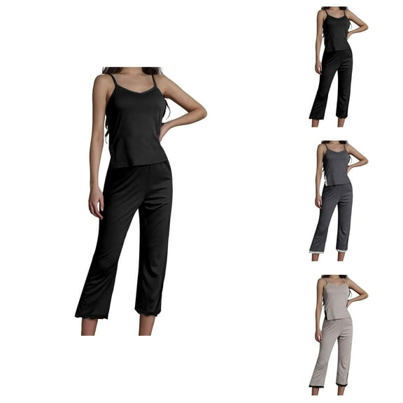 Women's Lounge Sets – Cozy Cotton Pajama Sets, Comfortable Sleepwear for Everyday Wear Pajama Women Summer Lace Lace Sexy Pants Two Piece Women's Home Wear