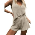 thumbnail image 1 of Women's Lounge Sets Knit Sleeveless Knit Tops & Shorts 2 Piece Outfits, 1 of 6