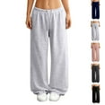 thumbnail image 1 of Women's Lounge Sweatpants Baggy Flowy Drawstring Low Waisted Straight Leg Sweatpants Casual Wide Leg Jogger Sweatpant Black 2XL, 1 of 7