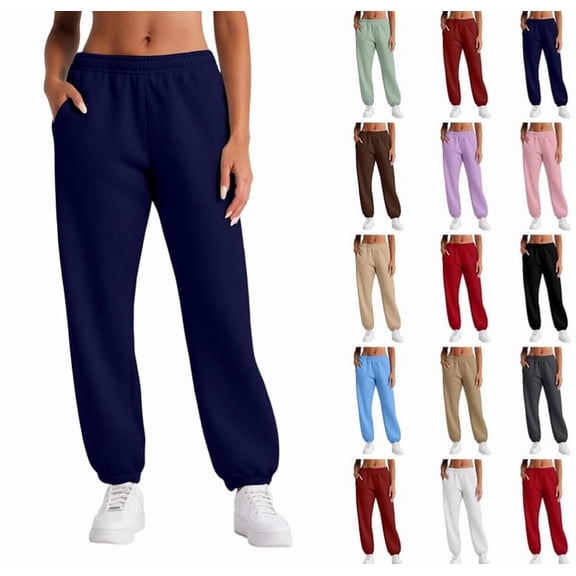 Women's Lounge Sweatpants Baggy High Waisted Fall Casual Joggers Y2k Aesthetic Warm Workout Trousers with Pockets,Pink XXL