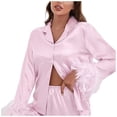 thumbnail image 1 of Women’s Loungewear Sets – Casual Pajamas for Women Set with High Waist Shorts for Spring or Travel Wear Women Long Tops Long Set 2 Sleeve Piece Sleepwear Pants Women Suits Sets, 1 of 4