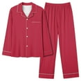 thumbnail image 1 of Women’s Loungewear Sets – Loungewear for Comfort and Style Women's Casual V Neck Pocket Solid Color Long Pajama Pantsuit, 1 of 3
