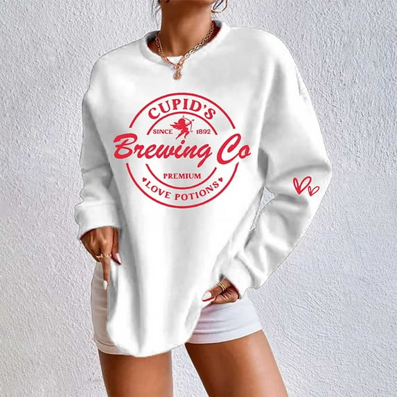 Women's Love Brewing Co Casual Sweatshirt Crewneck Long Sleeve Womens Pullover Tops Fall Sweatshirt