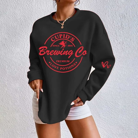Women's Love Brewing Co Casual Sweatshirt Crewneck Long Sleeve Womens Pullover Tops Fall Sweatshirt