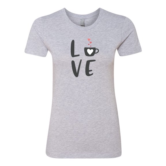 Women's Love Coffee Ladies Short Sleeve T-shirt-Heather Grey-xs
