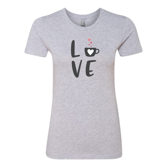 Women's Love Coffee Ladies Short Sleeve T-shirt-Heather Grey-xs
