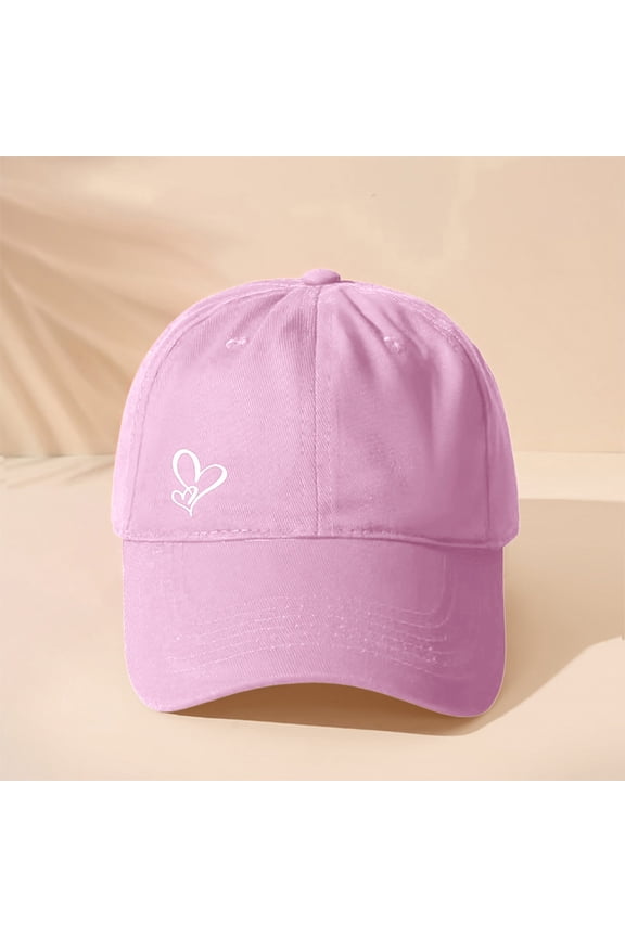 Women's Love Heart Embroidered Baseball Cap, Cute Adjustable Unisex Hat for Casual Daily Wear, Couple Matching, and Simple Fashion Style-Pink