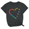thumbnail image 1 of Women's Love Heart Graphic T Shirts Comfy Casual Shirts Round Neck Blouse Fashion Y2K Tops Dressy Casual Vintage Summer Clothes Short Sleeve Tunic Tops Loose Fit Flowy Dark Gray T Shirts L, 1 of 3