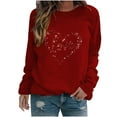 thumbnail image 1 of Women's Love Heart Sweatshirt Casual Long Sleeve Valentine's Day Shirts Teen Crewneck Pullover Tops, 1 of 3