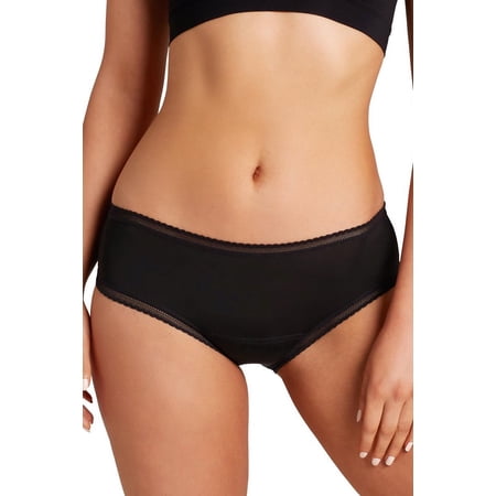 Love Luna Women's Love Luna Bikini Brief Full Coverage Period Panty - Womens - Female, Medium, Black