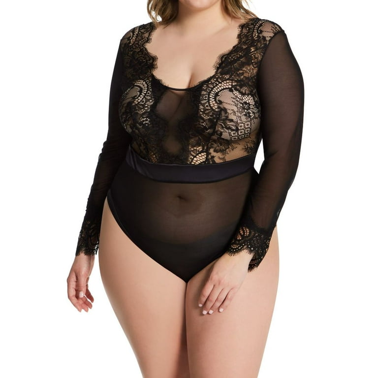 Plus Size Sheer Lace Bodysuit