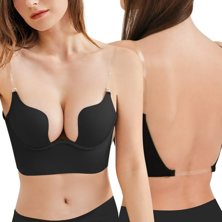 Women's Low Back Bra Deep U Plunge Backless Bras Convertible Multiway Low  Cut Open Back Bra Halter Bras 