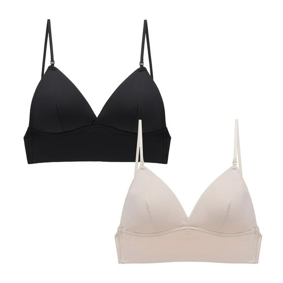 Women's Low Back Bra U Shaped Backless Bralette Convertible Spaghetti Strap Seamless Comfort Wireless Lifting Support for Dresses 2PCS