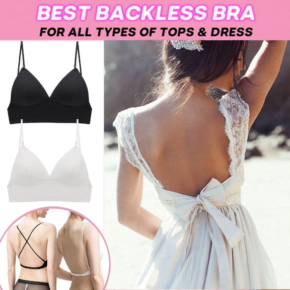 Women's Low Back Bra Wire Low U Shaped Backless Bra Convertible Spaghetti Strap Seamless Sleeping Bralette Padded Underwire Bras for Women No Back Bra Packs of Bras Women's Sports Bra 36c Bras Front