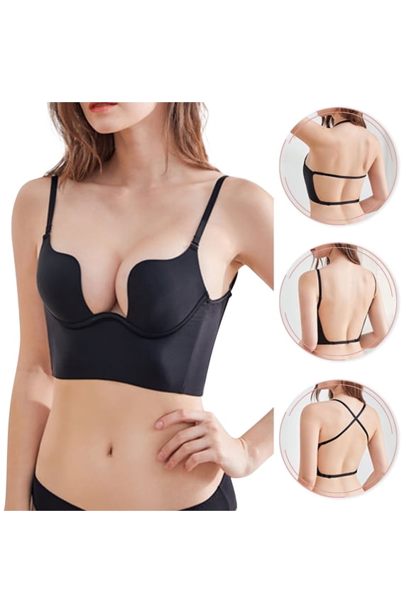 Women's Low Back Bra Wire U Shaped Backless Bra Convertible Spaghetti Strap Seamless Sleeping Bralette Bras for Women Strapless Womens Sports Bras plus Size Women Sports Bras Women's Push up Bras