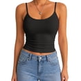 thumbnail image 1 of Women's Low Back Cami Tank Top Spaghetti Strap Scoop Neck Soft Stretchy Fitted Crop Layering Camisole for Daily Casual Wear, 1 of 7
